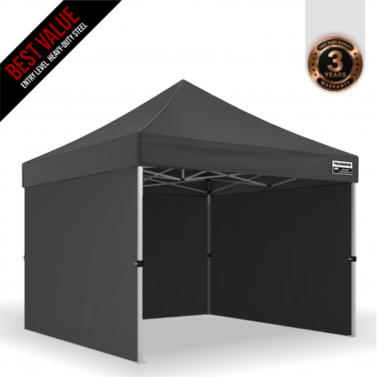 3x3m Pro Steel Semi-Enclosed Package A (3x Solid Walls) 3x3m Pro Steel Semi-Enclosed Package A (3x Solid Walls)