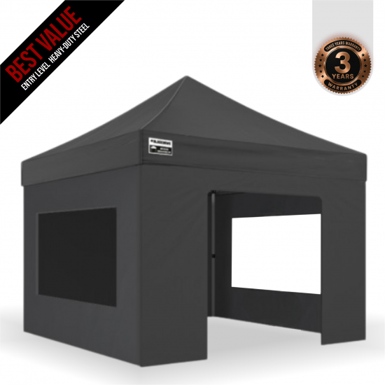 3x3m Pro Steel Full Enclosed Package B (2x Window + 1 Solid + 1 Door Wall)