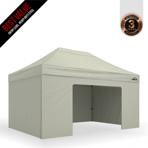 3x4.5m Pro Steel Full Enclosed Package A (3x Solid + 1 Door Wall)