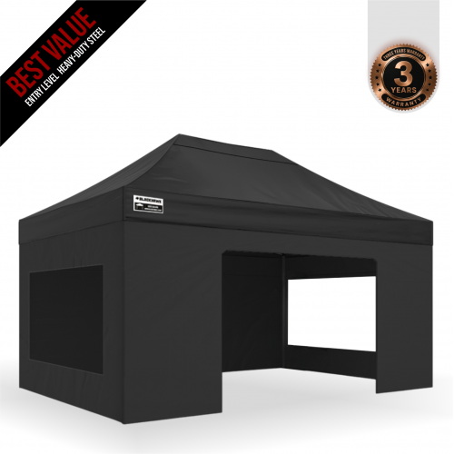 3x4.5m Pro Steel Full Enclosed Package B (2x Window + 1 Solid + 1 Door Wall)  