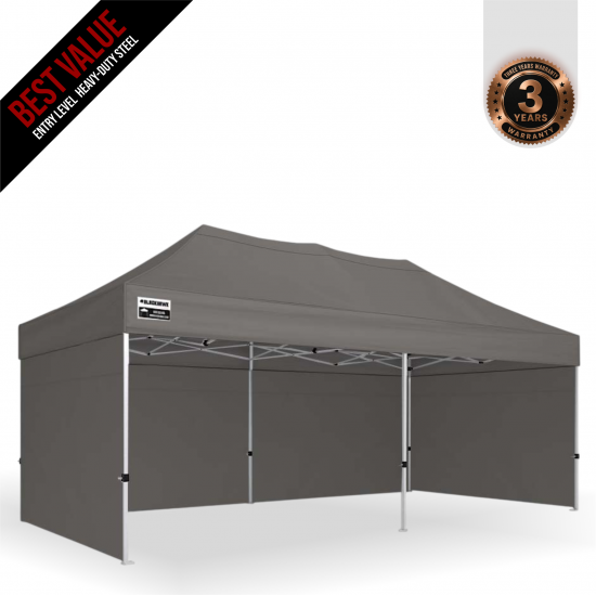 3x6m Pro Steel Semi-Enclosed Package A (3x Solid Walls)