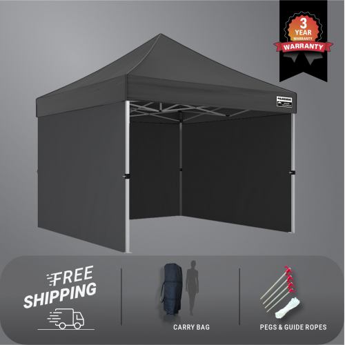 3x3m Pro Steel Semi-Enclosed Package A (3x Solid Walls)