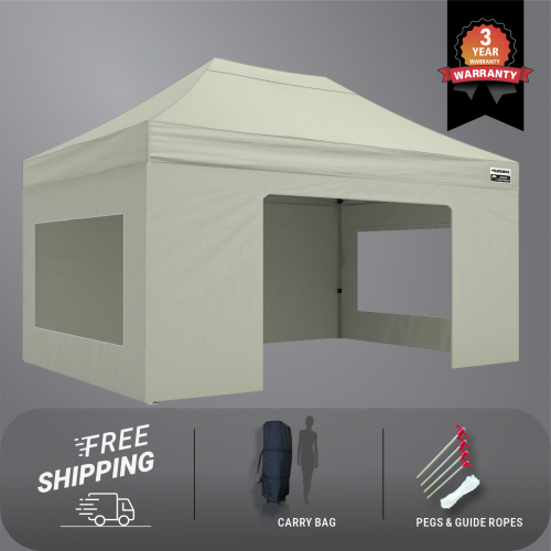 3x4.5m Pro Steel Full Enclosed Package B (2x Window + 1 Solid + 1 Door Wall)  