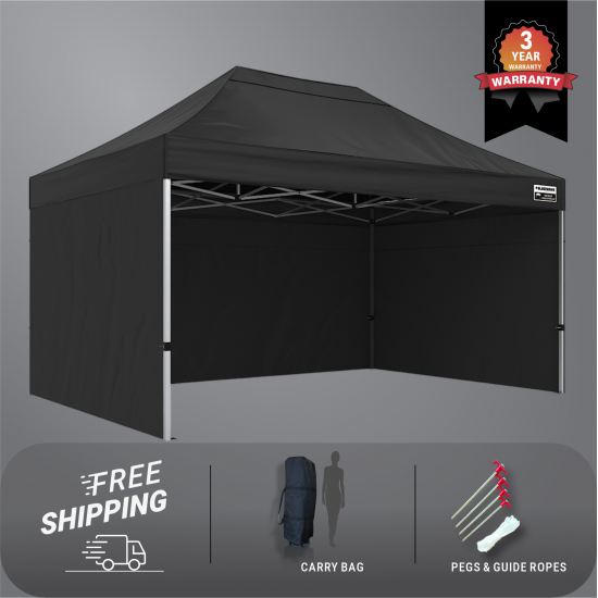 3x4.5m Pro Steel Semi-Enclosed Package A (3x Solid Walls) 