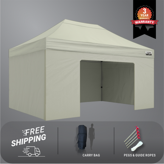 3x4.5m Pro Steel Full Enclosed Package A (3x Solid + 1 Door Wall)